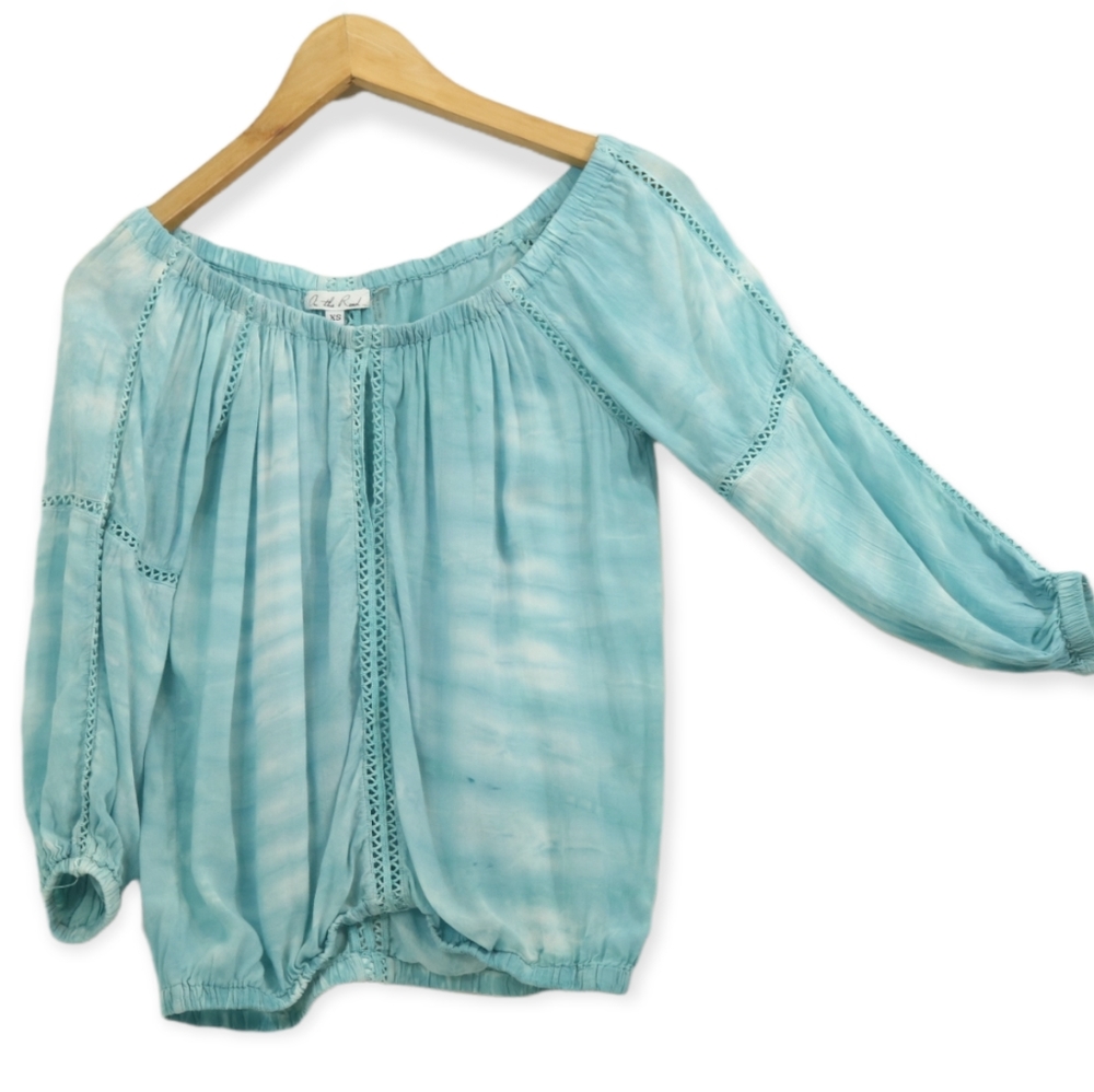 On The Road Tie Dye Crochet Cutout Boho Top